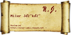 Miler Jákó névjegykártya
